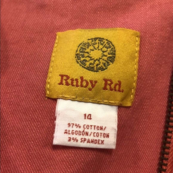 Size 14 Ruby Rd. Coral denim front zip jacket - Picture 3 of 8